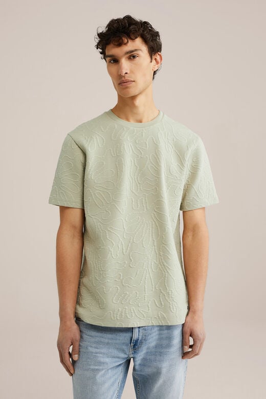 We Fashion Heavyweight Relaxed Fit T-shirt Met Structuur Mosgroen