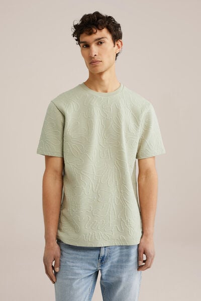 We Fashion Heavyweight Relaxed Fit T-shirt Met Structuur Mosgroen