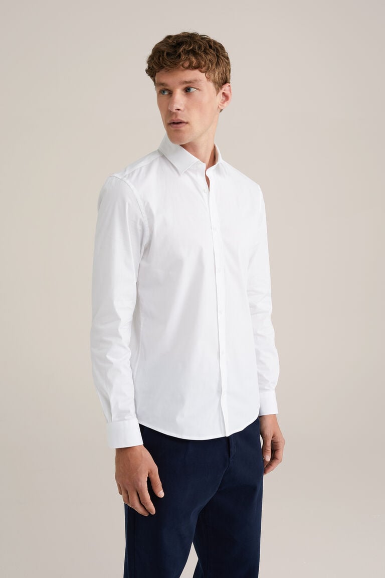 We Fashion Herren-Anti-Odour-Hemd Mit Stretchanteil Weiß