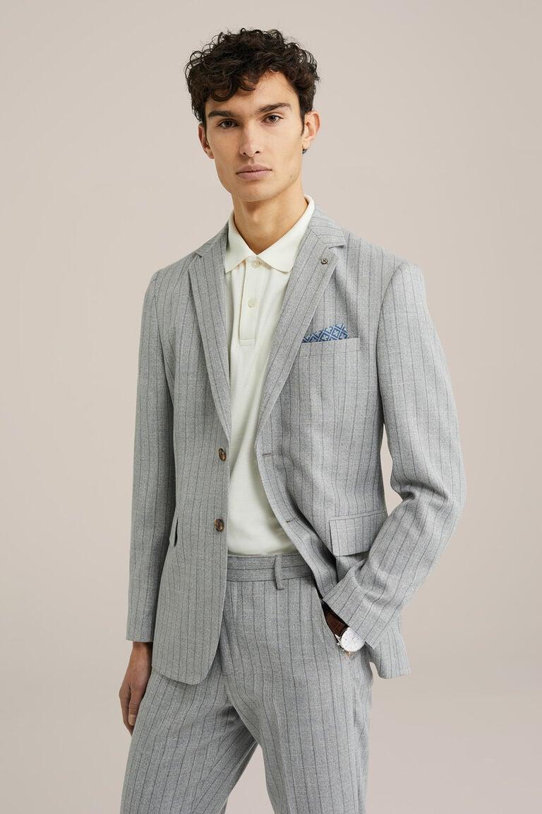 We Fashion Herren Slim Fit Blazer Mit Nadelstreifen Grau
