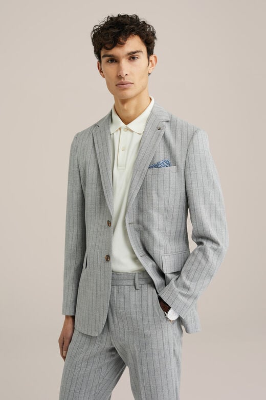 We Fashion Herren Slim Fit Blazer Mit Nadelstreifen Grau