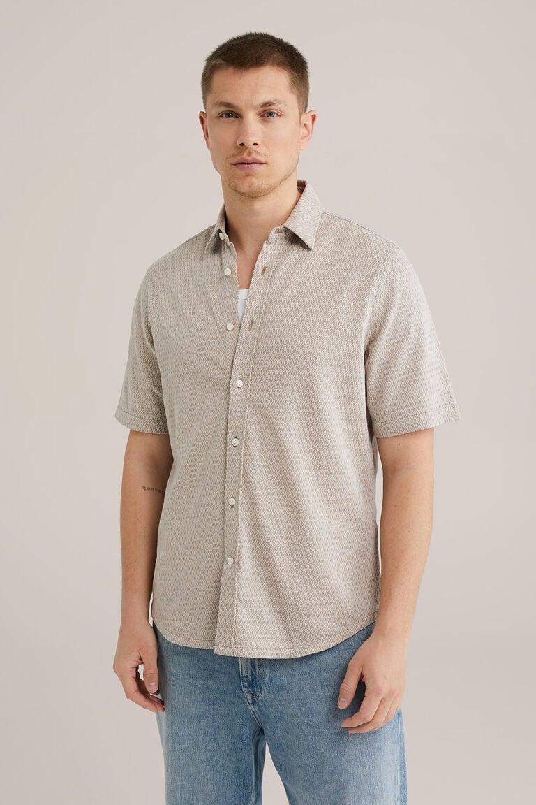 We Fashion Jersey Overhemd Met Jacquard-dessin Beige
