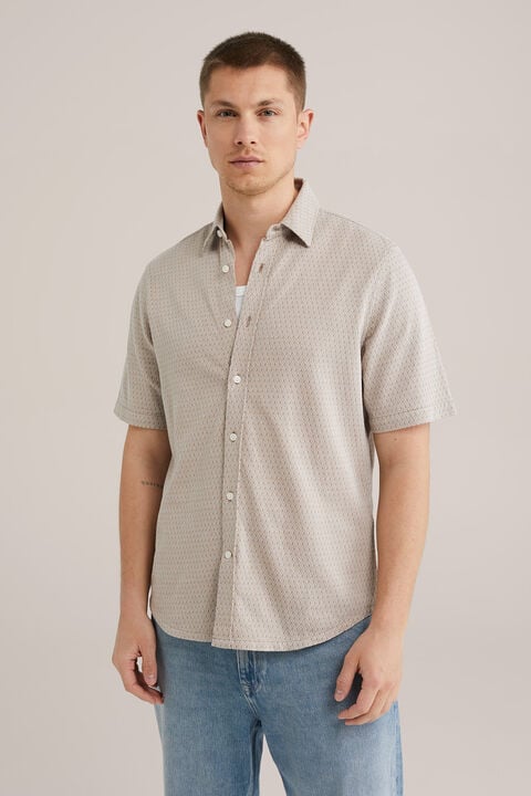 we fashion jersey overhemd met jacquard-dessin Beige