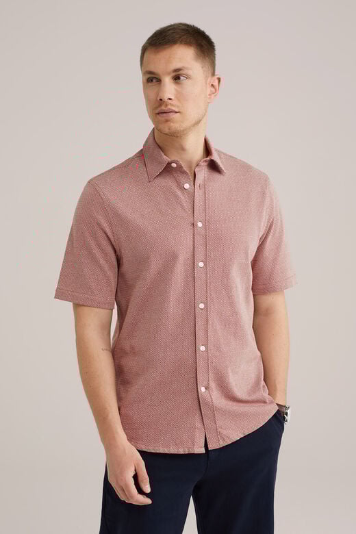 We Fashion Jersey Overhemd Met Jacquard-dessin Donkerrood