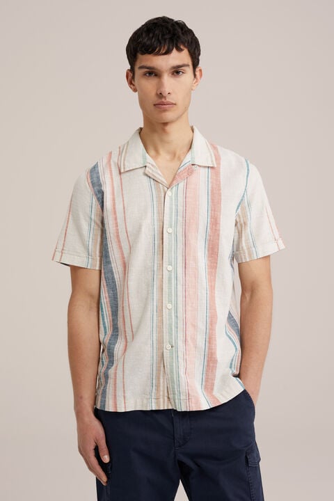 we fashion korte mouw overhemd met structuur streep Multikleur