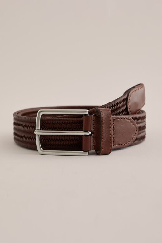We Fashion Leren Riem Met Gevlochten Patroon Donkerbruin