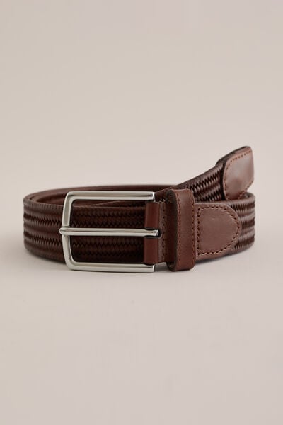 We Fashion Leren Riem Met Gevlochten Patroon Donkerbruin