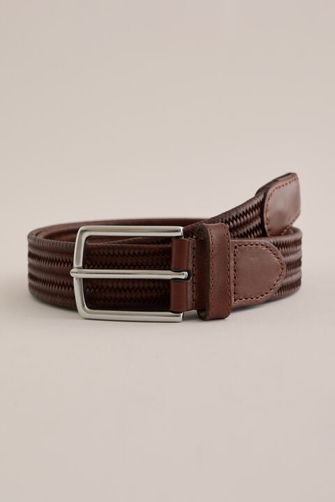 We Fashion Leren Riem Met Gevlochten Patroon Donkerbruin