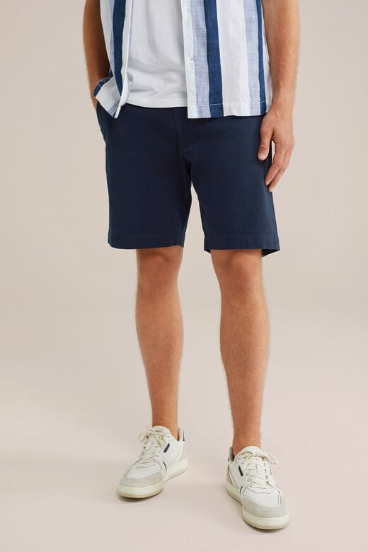 We Fashion Loose Fit Chino Short Met Stretch Donkerblauw