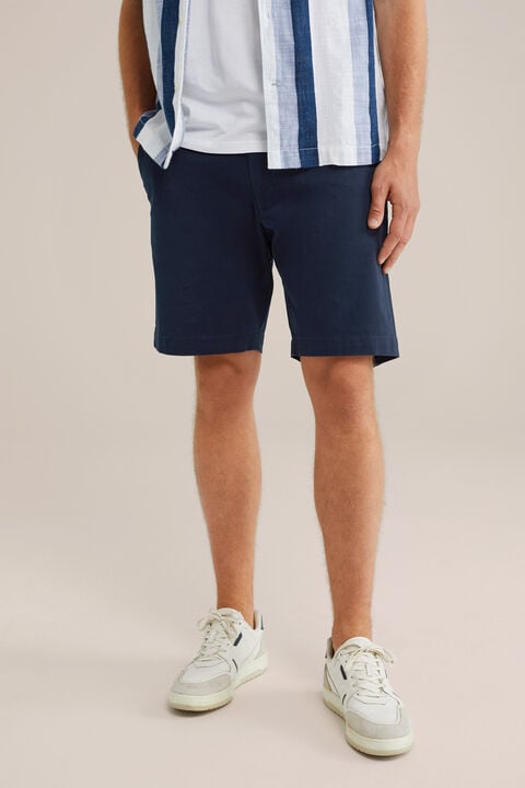we fashion loose fit chino short met stretch Donkerblauw