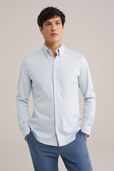we fashion Overhemd van katoen met stretch Lichtblauw