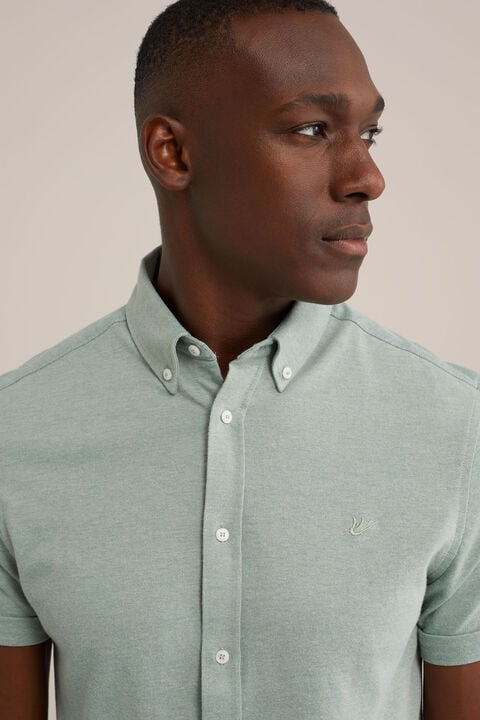 we fashion overhemd van piquéjersey met stretch Lichtgroen