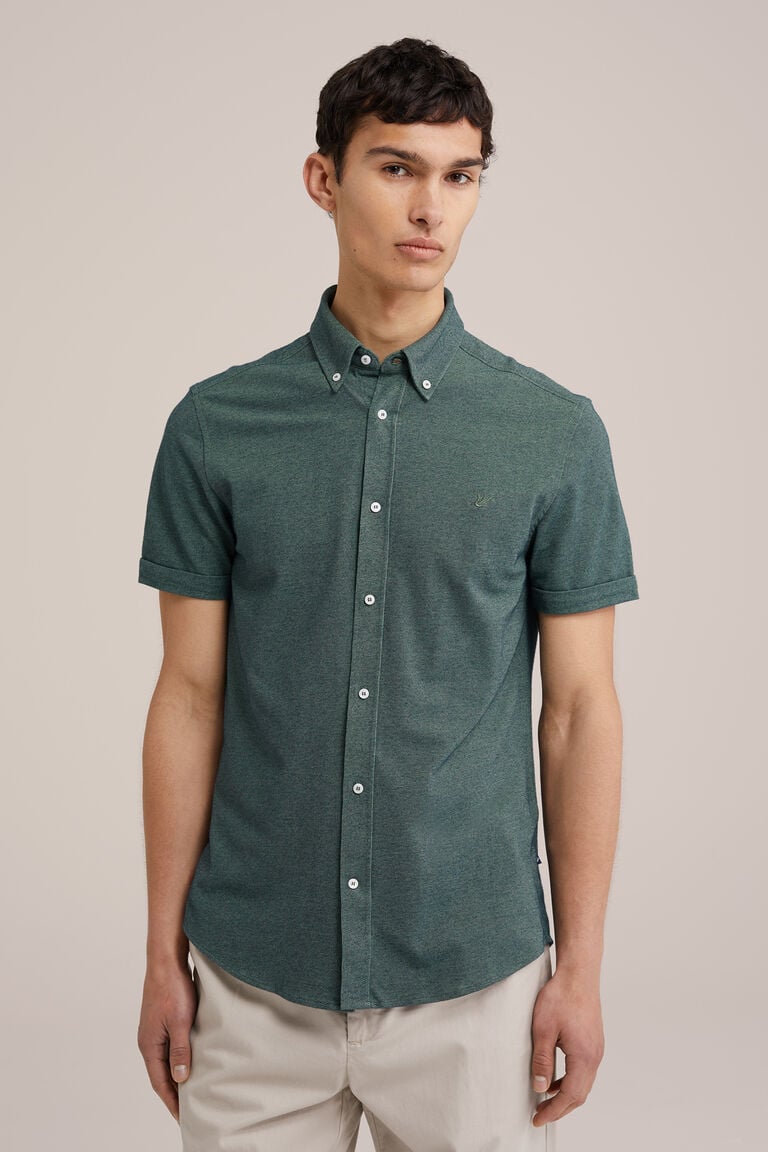 We Fashion Overhemd Van Piquéjersey Met Stretch Mosgroen