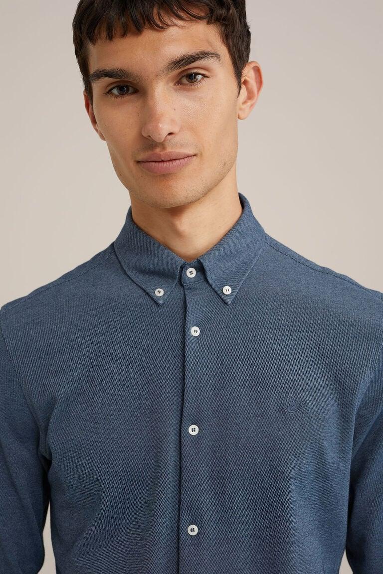We Fashion Piquéjersey Overhemd Met Stretch Donkerblauw