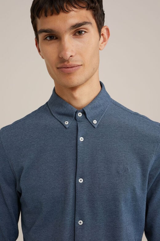 We Fashion Piquéjersey Overhemd Met Stretch Donkerblauw