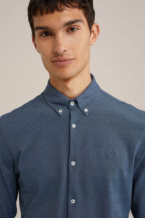 we fashion piquéjersey overhemd met stretch Donkerblauw