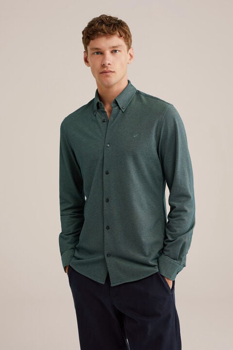 we fashion piquéjersey overhemd met stretch Donkergroen