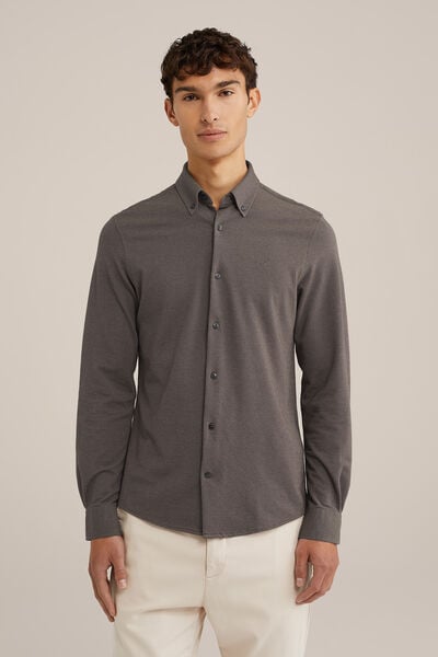 We Fashion Piquéjersey Overhemd Met Stretch Kaneelbruin