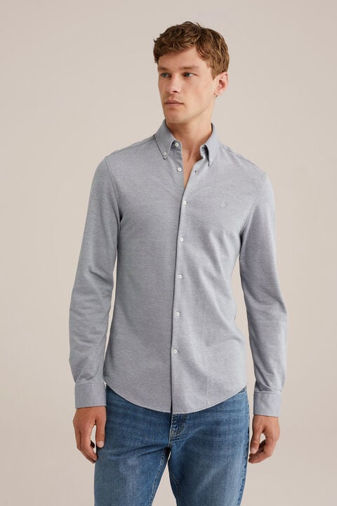 we fashion piquéjersey overhemd met stretch Lichtgrijs