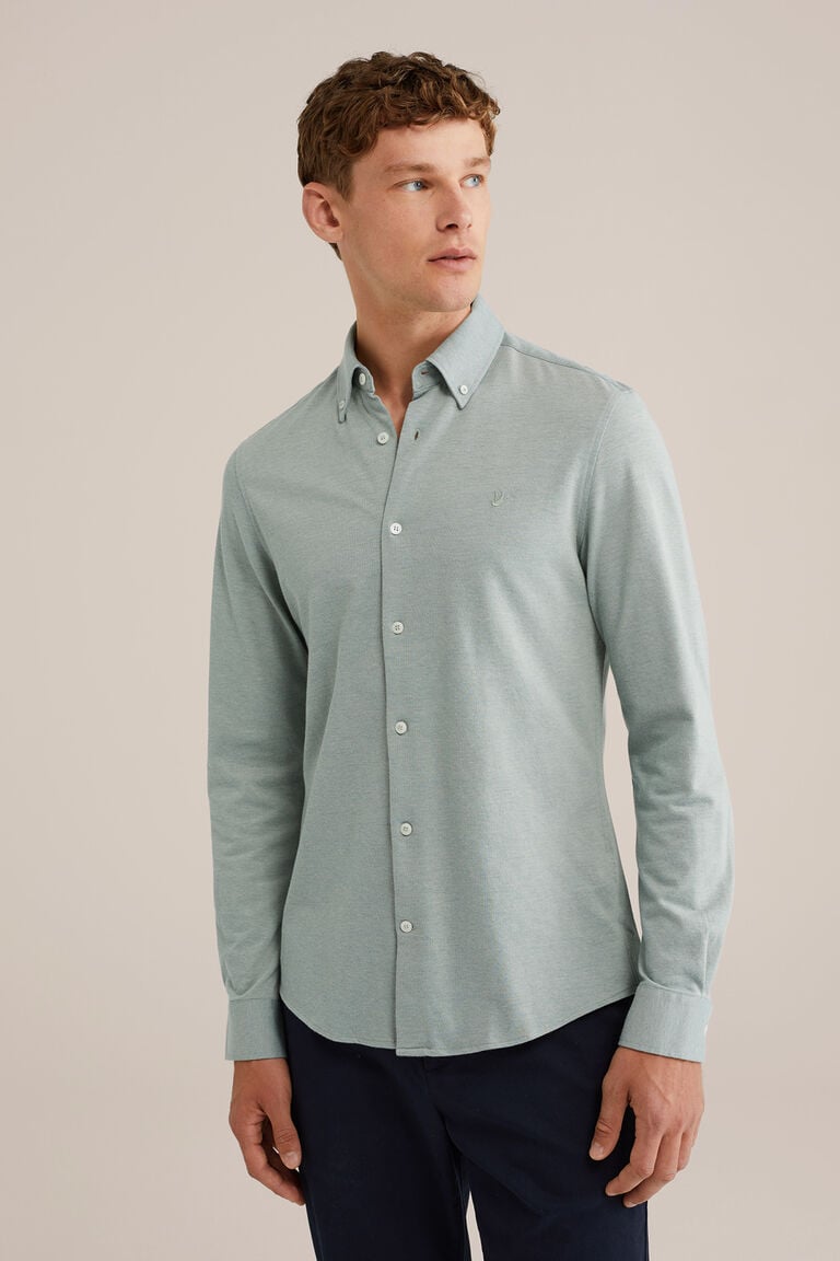 We Fashion Piquéjersey Overhemd Met Stretch Lichtgroen