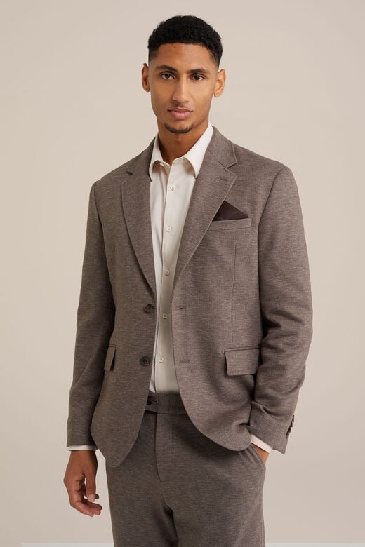 We Fashion Premium Flannel Look Blazer Van Gebreid Materiaal Donkergrijs