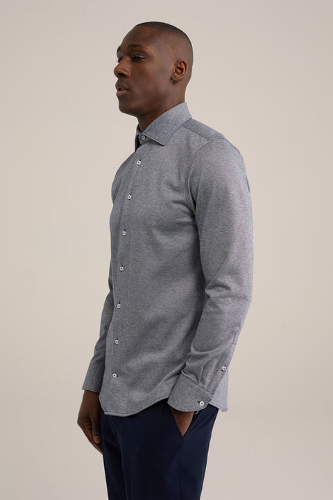 we fashion premium gebreid overhemd met stretch Donkerblauw
