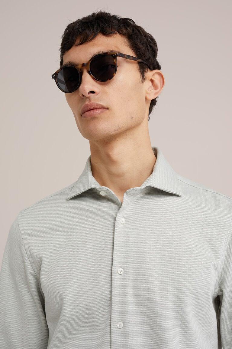 We Fashion Premium Gebreid Overhemd Met Stretch Lichtgroen