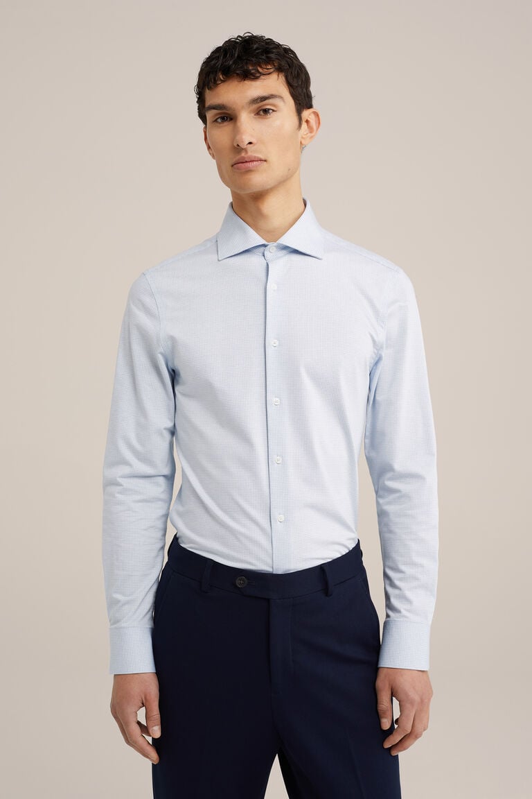 We Fashion Premium Gebreid Overhemd Met Structuur Lichtblauw