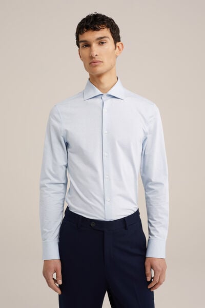 We Fashion Premium Gebreid Overhemd Met Structuur Lichtblauw