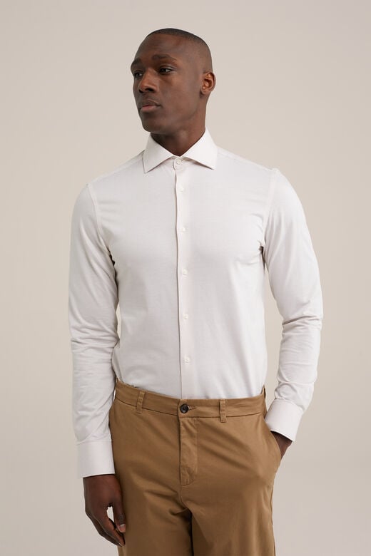 We Fashion Premium Jacquard Gebreid Overhemd Met Structuur Beige