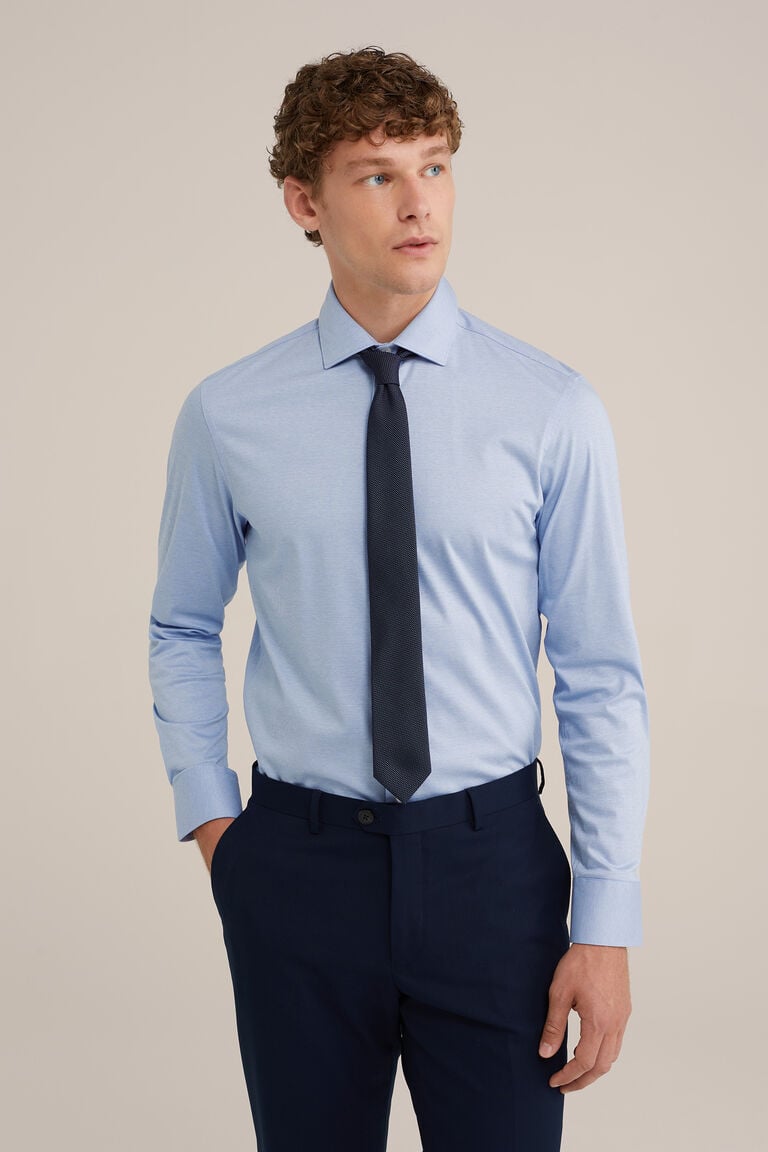 We Fashion Premium Jacquard Gebreid Overhemd Met Structuur Lichtblauw