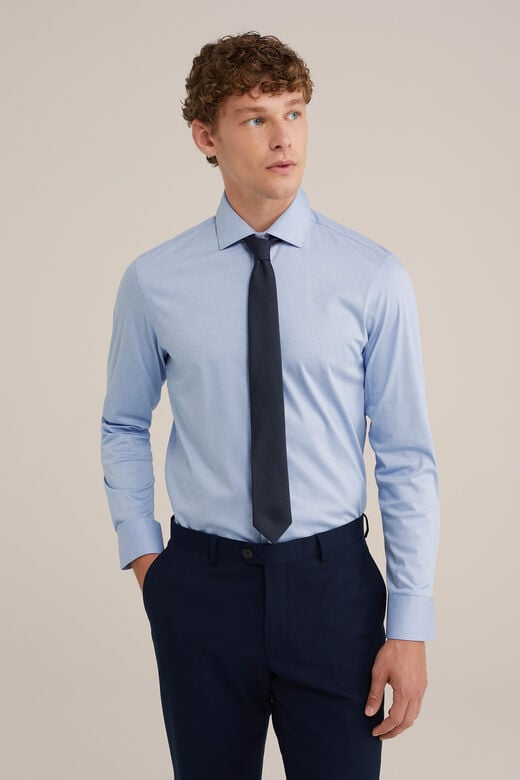We Fashion Premium Jacquard Gebreid Overhemd Met Structuur Lichtblauw