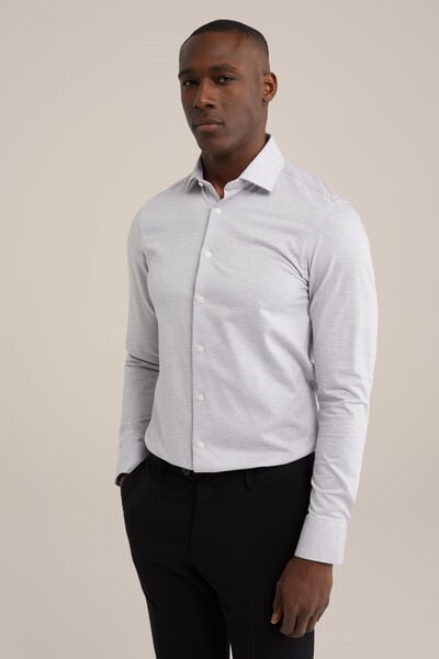 We Fashion Premium Jacquard Gebreid Overhemd Met Structuur Lichtgrijs