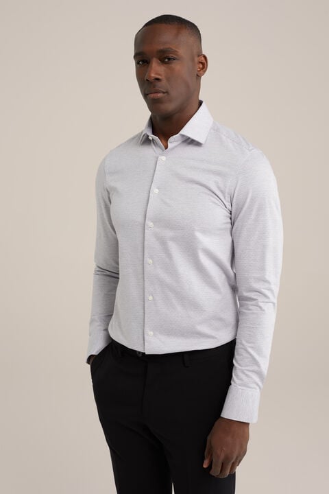 We Fashion Premium Jacquard Gebreid Overhemd Met Structuur Lichtgrijs