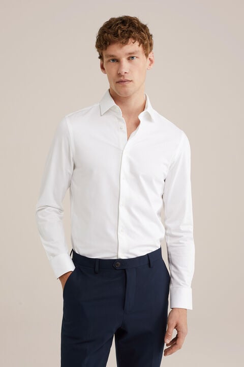 we fashion premium jacquard gebreid overhemd met structuur Wit