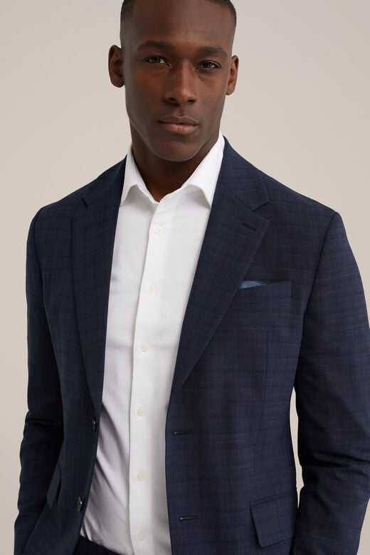 We Fashion Premium Slim Fit Blazer Van Wolmix Donkerblauw