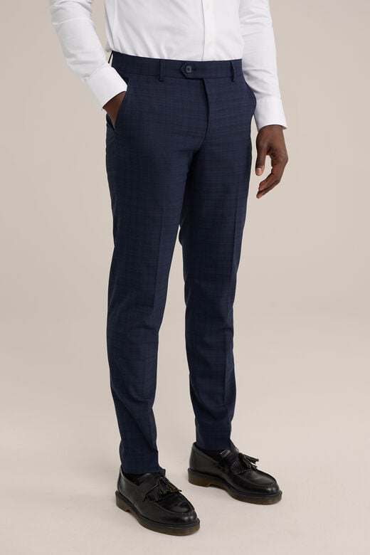 We Fashion Premium Slim Fit Pantalon Met Ruitdessin Donkerblauw