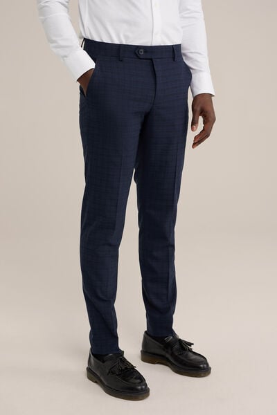 We Fashion Premium Slim Fit Pantalon Met Ruitdessin Donkerblauw