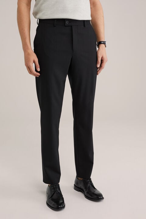 we fashion Premium slim fit pantalon van wolmix met structuur Zwart