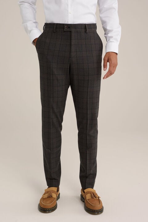 we fashion premium wol mix pantalon met ruitdessin Bruin