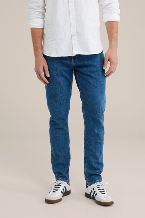 we fashion Rain ready slim fit jeans met medium stretch Donkerblauw