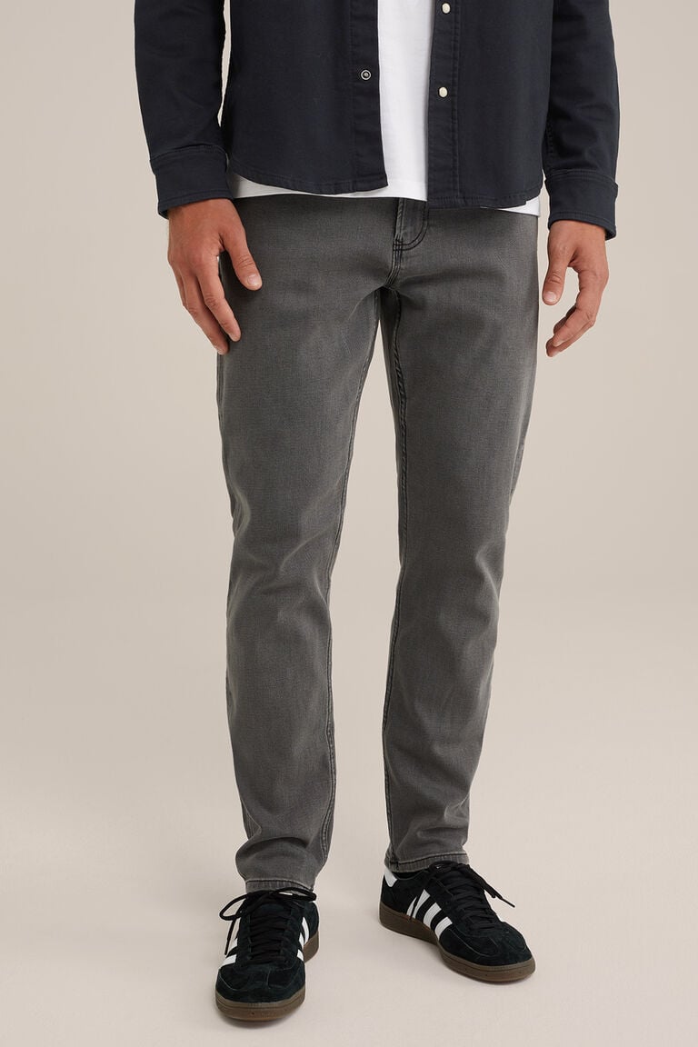 We Fashion Rain Ready Slim Fit Jeans Met Medium Stretch Lichtgrijs
