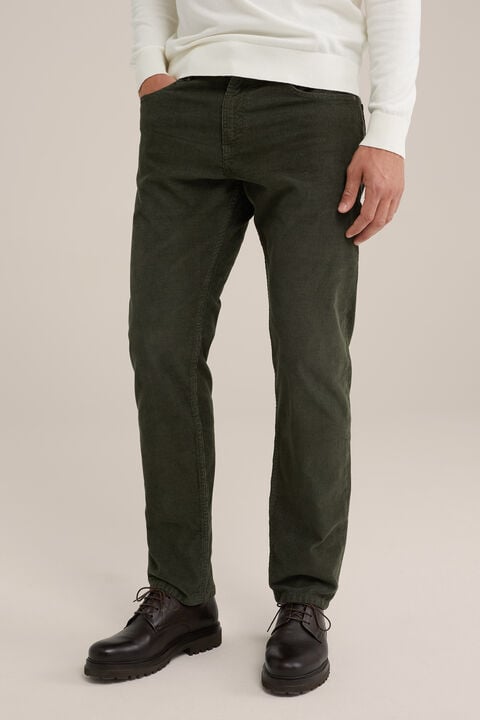 we fashion regular fit 5-pocket broek van corduroy Legergroen