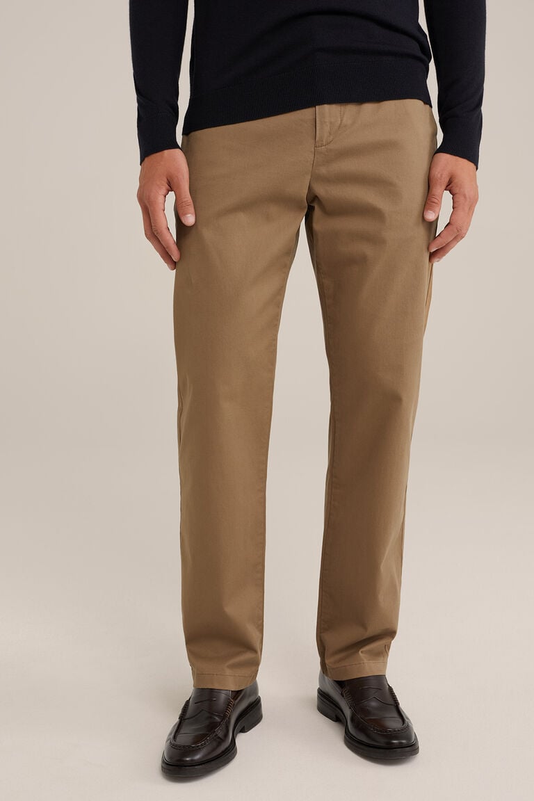 We Fashion Regular Fit Chino Met Stretch Lichtbruin