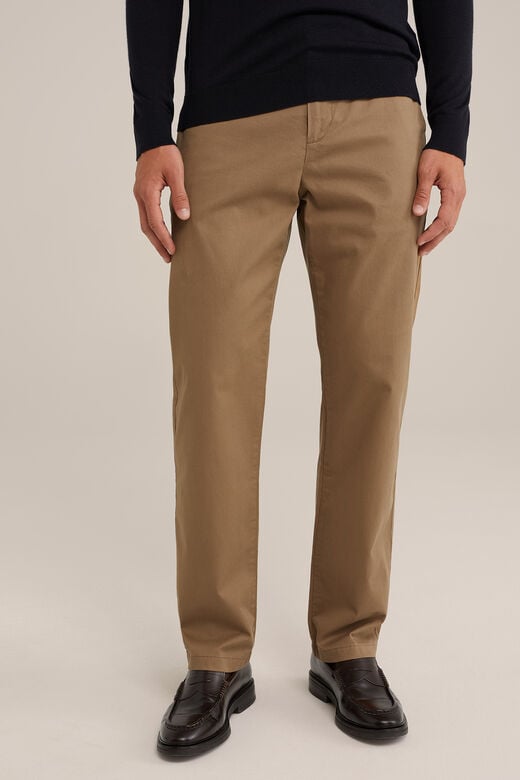 We Fashion Regular Fit Chino Met Stretch Lichtbruin