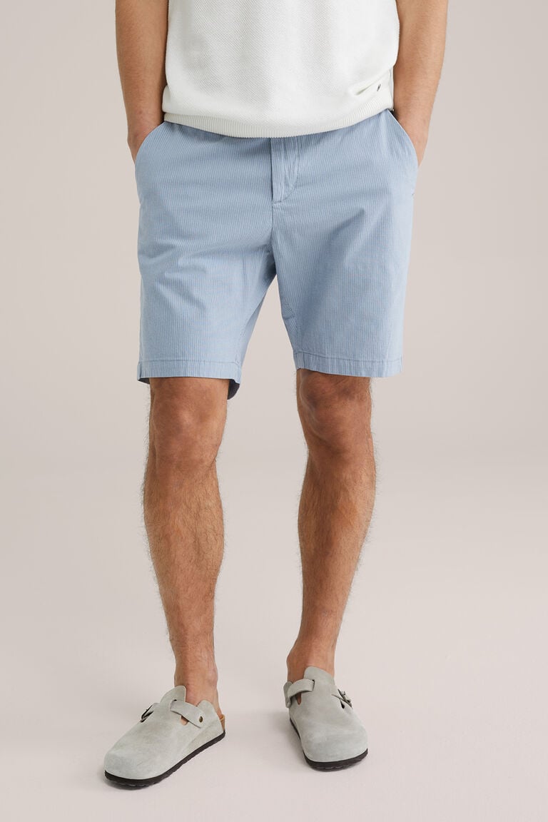 We Fashion Regular Fit Chino Short Met Structuur Grijsblauw