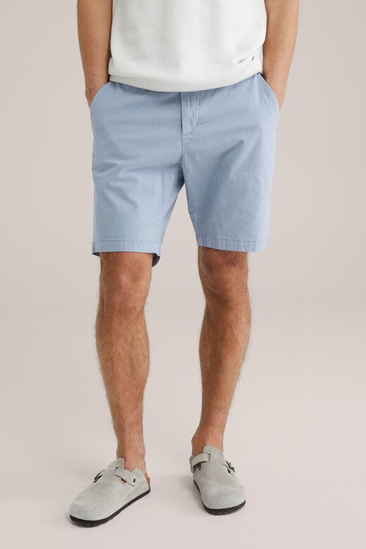 We Fashion Regular Fit Chino Short Met Structuur Grijsblauw