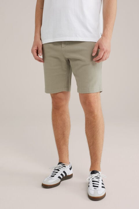 we fashion regular fit chinoshort met structuur Grijsgroen