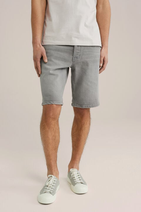 we fashion regular fit denim short Lichtgrijs gemeleerd