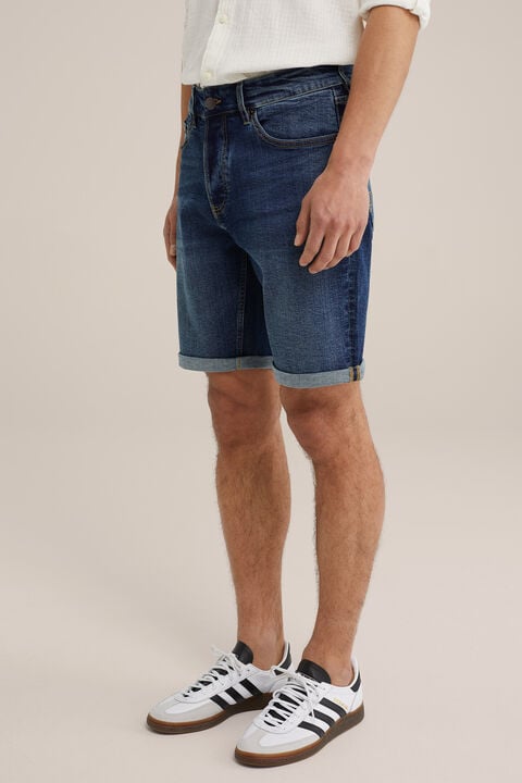 we fashion regular fit denim short met stretch Donkerblauw